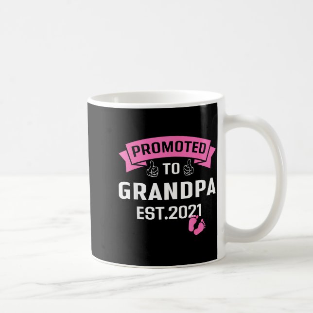 Taza De Café Promoted To Grandpa Est 2021 Funny New Grandfather (Derecha)
