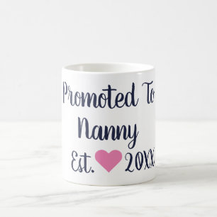 Taza De Café Promoted To Nanny Navy & Pink Mug