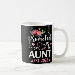 Taza De Café Promovida a tía 2026 primera vez tía flor corazón