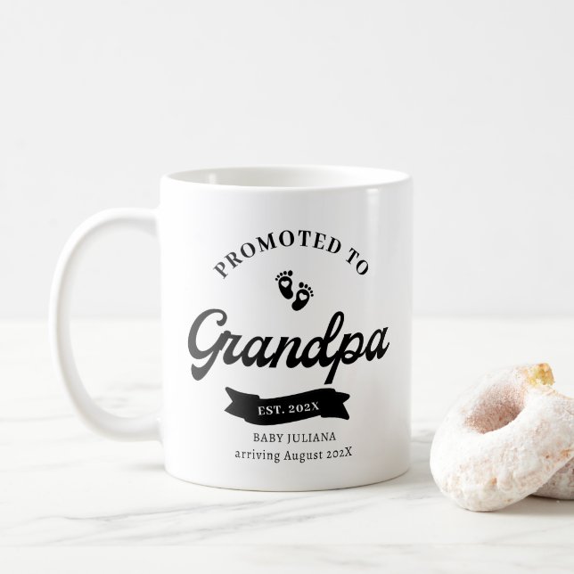 Taza De Café Promovido a GranPa Invitación de embarazo (Con donut)