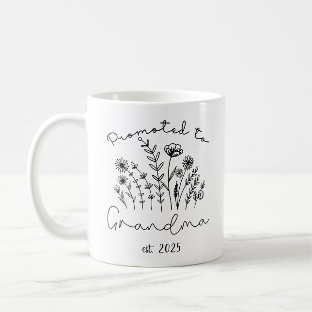 Taza De Café Promovido A La Abuela 2025 Pronto Para Ser Abuela  (Izquierda)