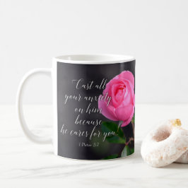 Taza De Café Pronuncien toda su ansiedad Biblia Cristiana Verse