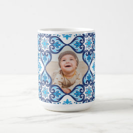 Taza De Café Propia imagen, Azulejos azules y blancos