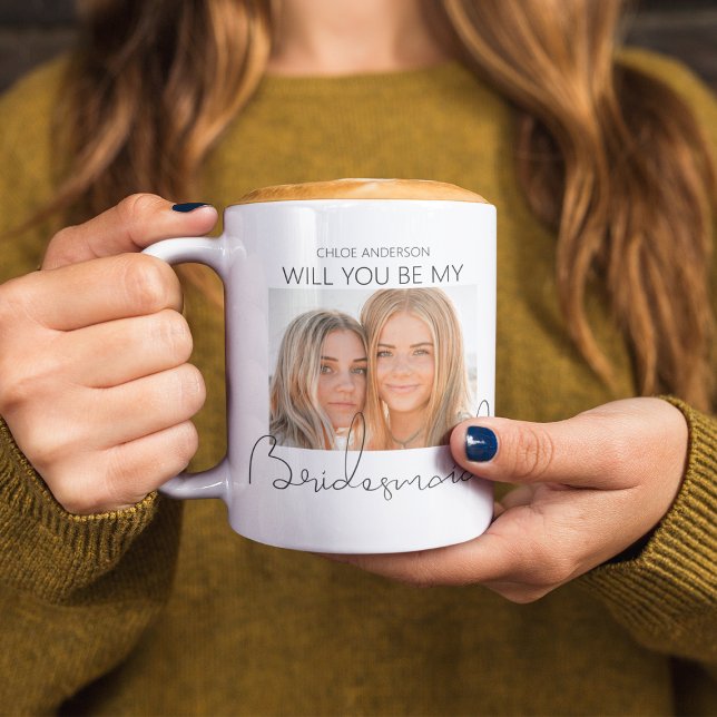 Taza De Café Propuesta de Dama de Honor con Foto Moderna 2 (Subido por el creador)