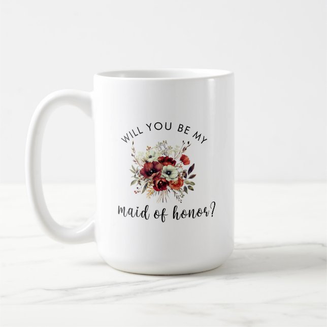 Taza De Café Propuesta de dama de honor Nota floral sincera (Izquierda)