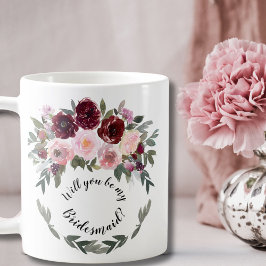 Taza De Café Propuesta de séquito Corona floral de borgoña y ru