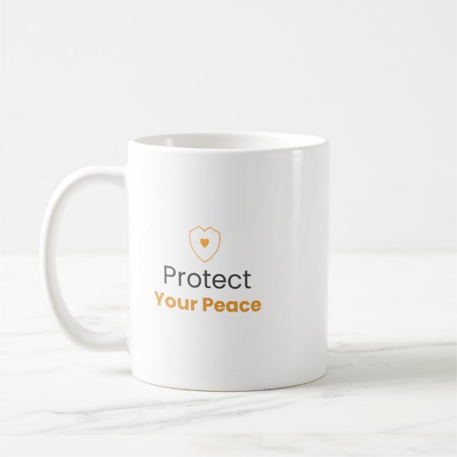 Taza De Café Protect Your Peace Minimal Quote Mug (Izquierda)