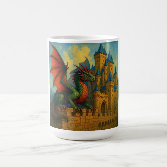 Taza De Café Protector del castillo del dragón medieval (Centro)