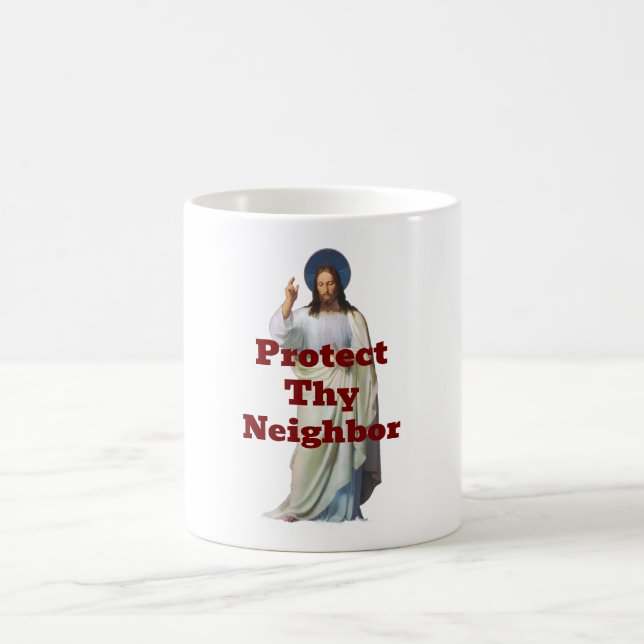 Taza de café Protege a tu vecino (Centro)