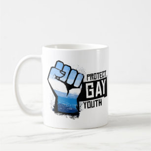 Taza De Café Proteger a la Juventud Gay - Puño Orgulloso Azul