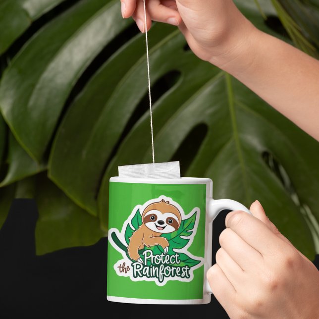 Taza De Café Proteger el pantano de la selva tropical (Encourage others to protect the rainforest with this cute sloth mug! )