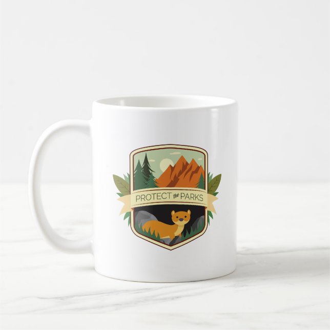 Taza De Café Proteger la comadreja de los parques (Izquierda)
