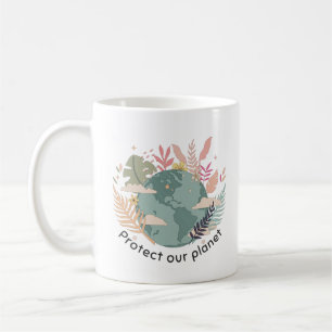 Taza De Café Proteger nuestro planeta - Día de la Tierra (textu