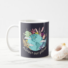 Taza De Café Proteger nuestro planeta - Día de la Tierra (textu