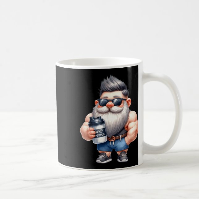Taza De Café Proteína de suero Gnome Dad Funny Bodybuilder Gráf (Derecha)
