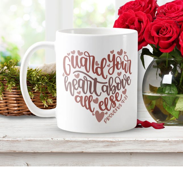 Taza De Café Proteja su corazón | Lovely Design Bible Verse Gif (Guard Your Heart | Lovely Design Bible Verse Gift Coffee Mug)