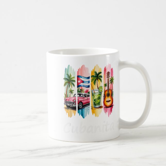Taza De Café Proud Cubanita Cuban Flag Guitar Mojito Car Design (Derecha)