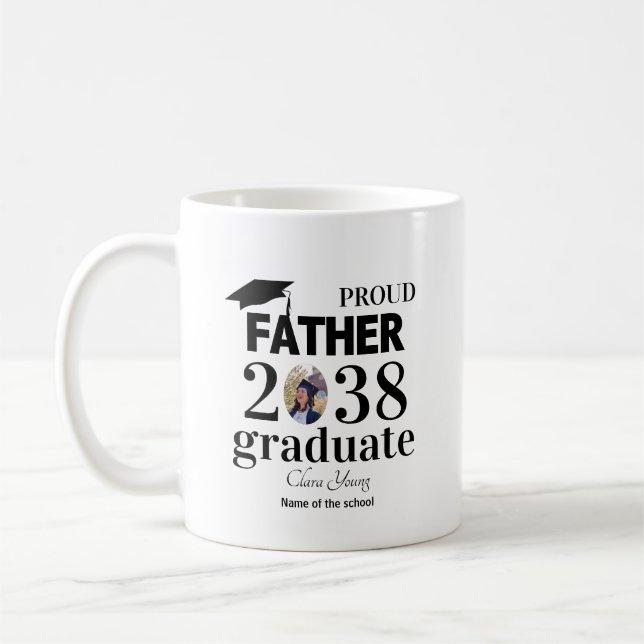 Taza De Café Proud Father personalized graduation (Izquierda)