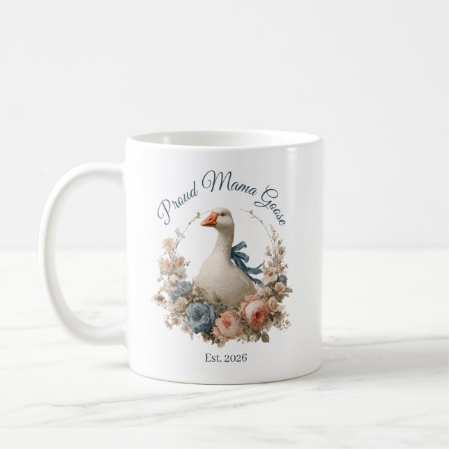 Taza De Café Proud Mama Goose Floral Est Year Mother Gift (Izquierda)