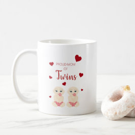 Taza De Café Proud Mom of Twins Quote in Red