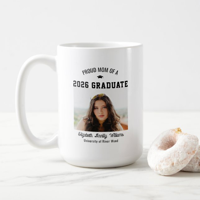 Taza De Café Proud Mom Senior Custom Year Graduate Photo Parent (Con donut)