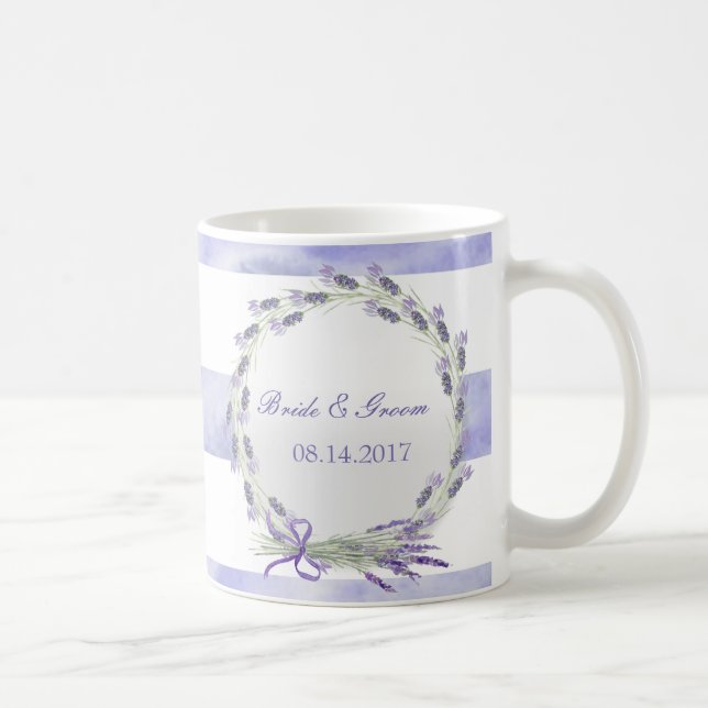 Taza De Café Provenza Lavender Boda de flores moradas (Derecha)
