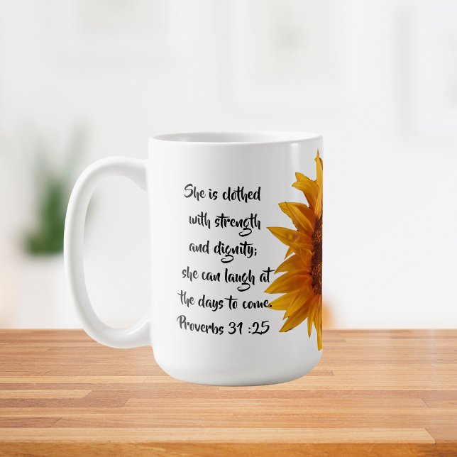 Taza De Café Proverbios 31:25 Biblia contra Personalizado de gi (Subido por el creador)