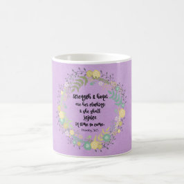 Taza De Café Proverbios 31 Fuerza y verso bíblico de honor