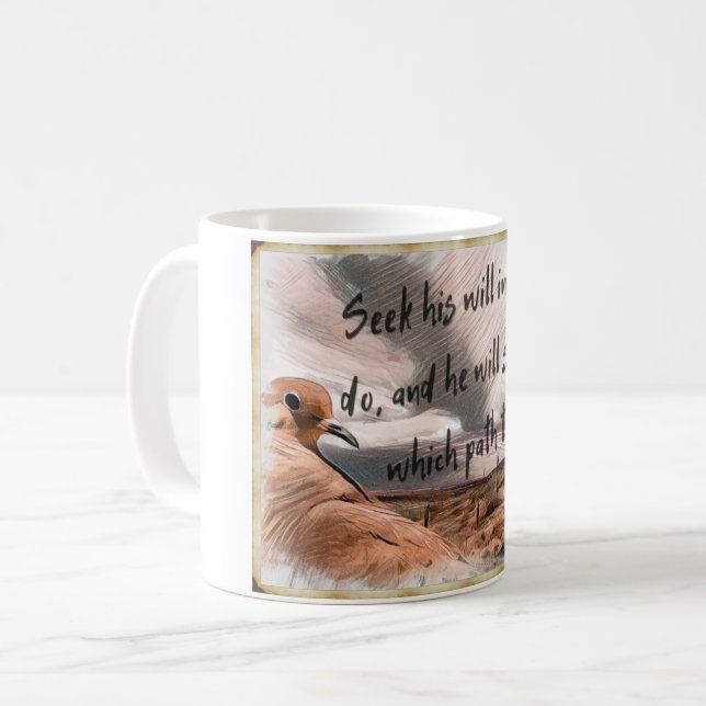Taza De Café Proverbios 3:6 Verso bíblico con paloma (Anverso izquierdo)