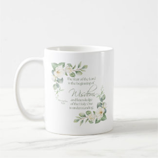 Taza De Café Proverbios 9:10 Eucalipto Rosas Blancas Salvia Ver