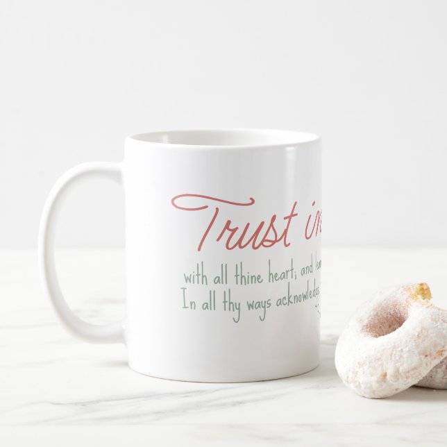 Taza De Café Proverbios de moda 3:5-6 Verso de la Biblia Cristi (Con donut)