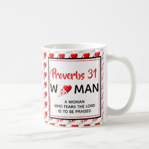 Taza De Café PROVERBS 31 cristiana de corazones rojos