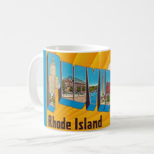 Taza De Café Providence RI Retro Postcard Mug (Anverso izquierdo)