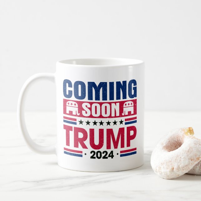 Taza De Café Próximamente Trump, presidente de 2024 (Con donut)