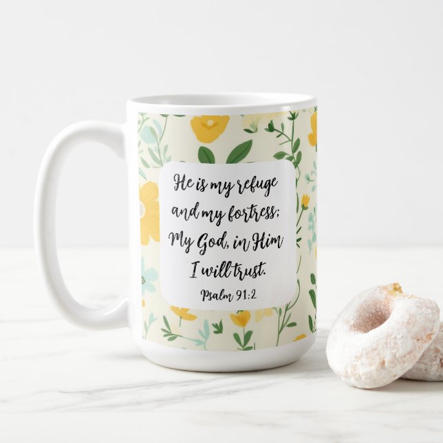 Taza De Café Psalm 91:2 Christian Coffee Mug (Con donut)