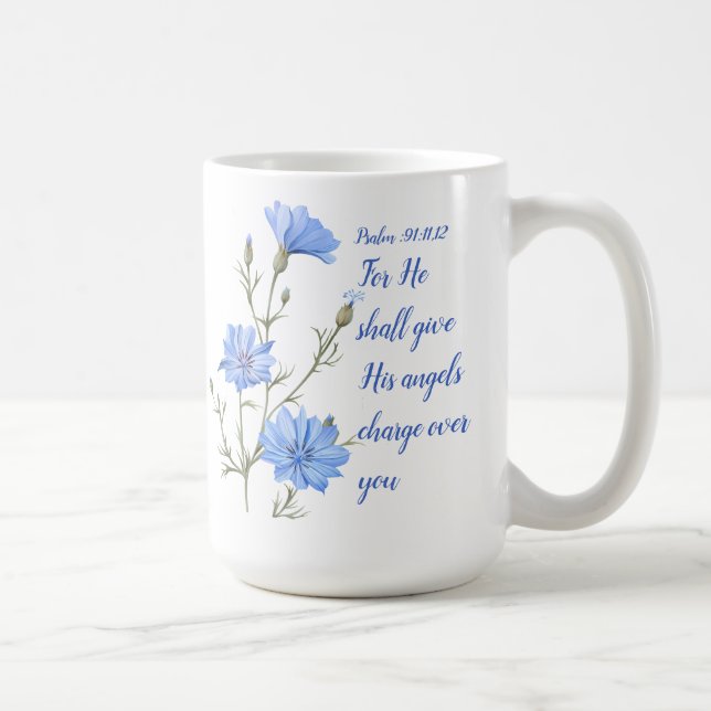 Taza De Café Psalm 91  He Shall Give His Angels Inspirational (Derecha)