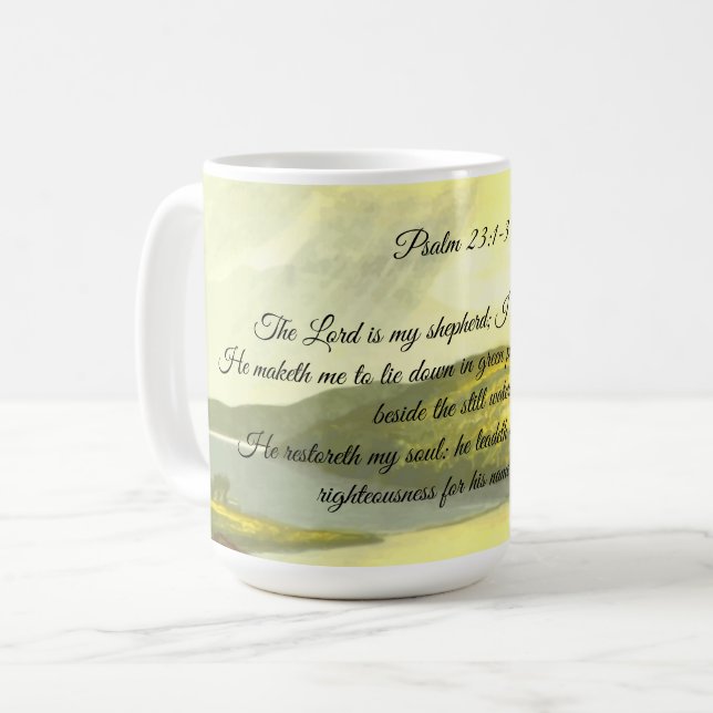 Taza De Café Psalms 23:1-3 Coffee Mug (Anverso izquierdo)
