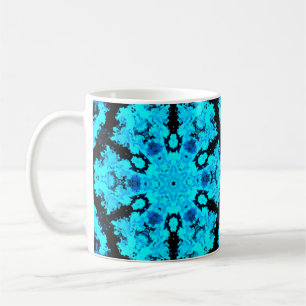 Taza De Café Psicodelia Hippie azul y negro