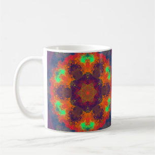 Taza De Café Psicodelia Hippie Naranja Púrpura y Verde