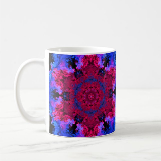 Taza De Café Psicodelia Hippie Rojo Rosa y Azul (Izquierda)