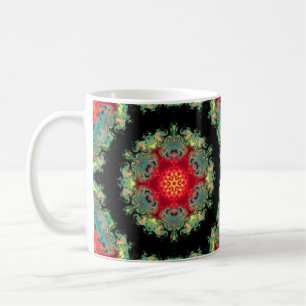 Taza De Café Psicodelia Hippie Rojo Verde azulado y Negro