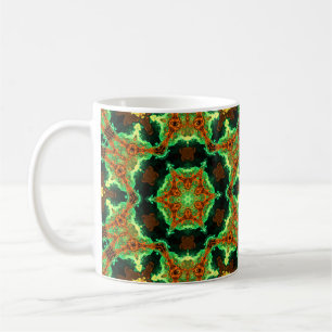 Taza De Café Psicodelia Hippie Verde y Naranja