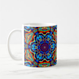 Taza De Café Psicodelia Kaleidoscope Azul Rojo y Verde
