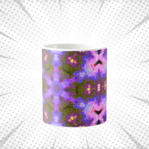 Taza De Café Psicodelia Mandala Flor morado y azul