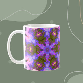 Taza De Café Psicodelia Mandala Flor morado y azul
