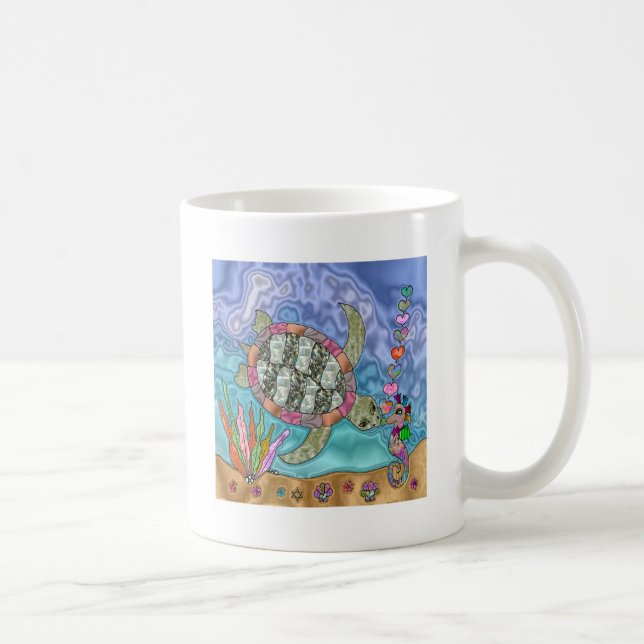 Taza De Café Psicodelia Mar Turtle Seahorse Art (Derecha)
