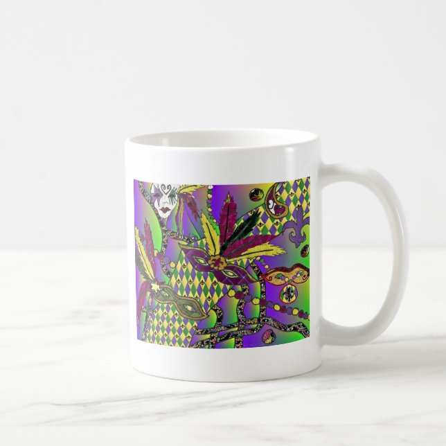 Taza De Café Psicodelic Mardi Gras Feather Mask Gifts Appartal (Derecha)