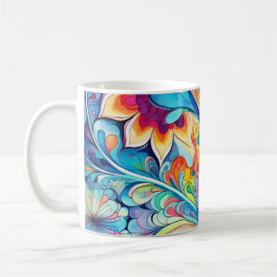 Taza De Café Psicodélico Retro Hípster 70s 60s