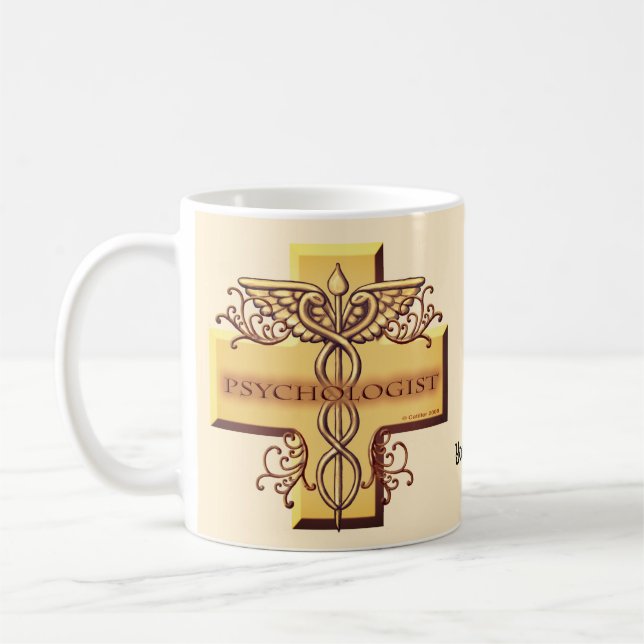 Taza De Café Psicólogo Cross Caduceus (Izquierda)