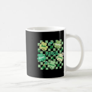 Taza De Café Psicólogo Escolar Retro Groovy Día de San Patricio
